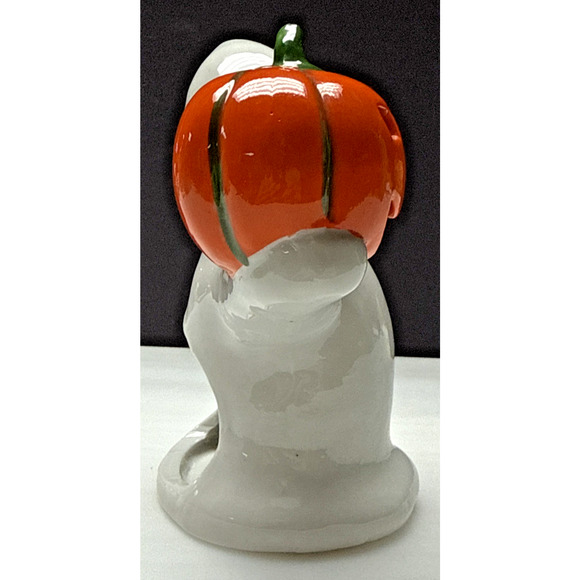 Vtg Midwest Cannon Falls Halloween Ceramic Ghost Pumpkin Candle Holder Luminary - Picture 4 of 12